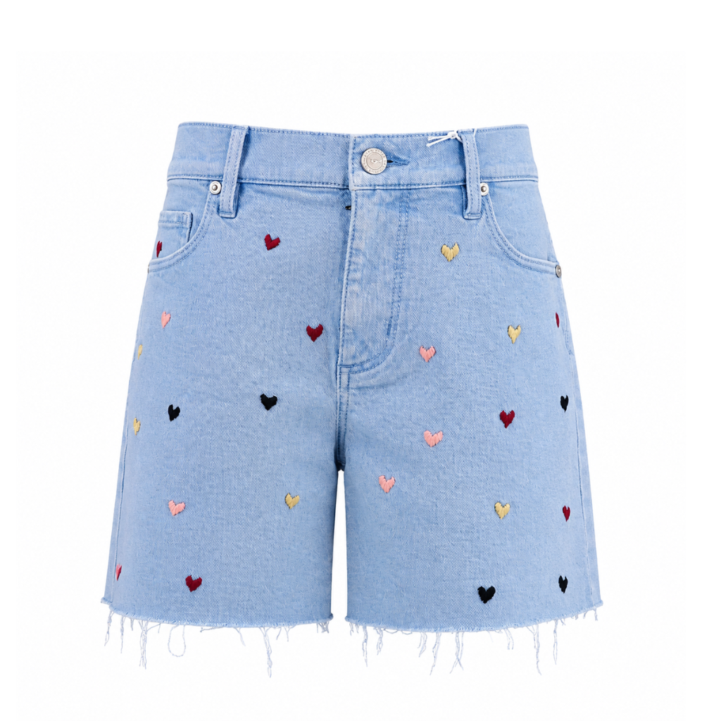 Wildgeese Handcrafted Heart Embroidered Premium Denim Shorts – Luxury High-Waisted Casual Shorts