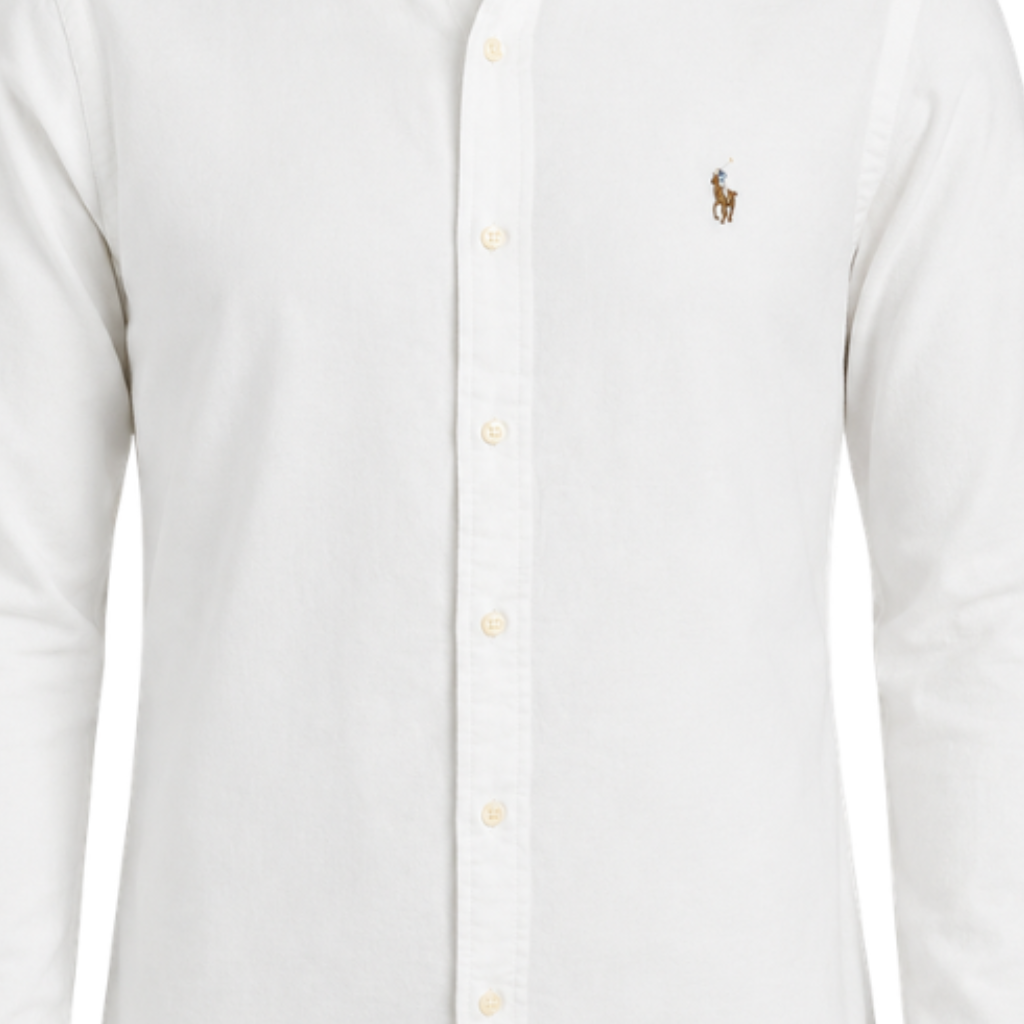 Men's Classic White Long Sleeve Oxford Button-Down Shirt