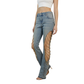 Premium Handcrafted Wildgeese Women's Light Wash Upcycled Denim Jeans with Gold Chain Cutout Detail | Handmade Statement Jeans