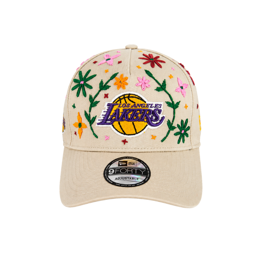 Los Angeles Lakers Botanical Court Embroidered Adjustable Cap – Cream