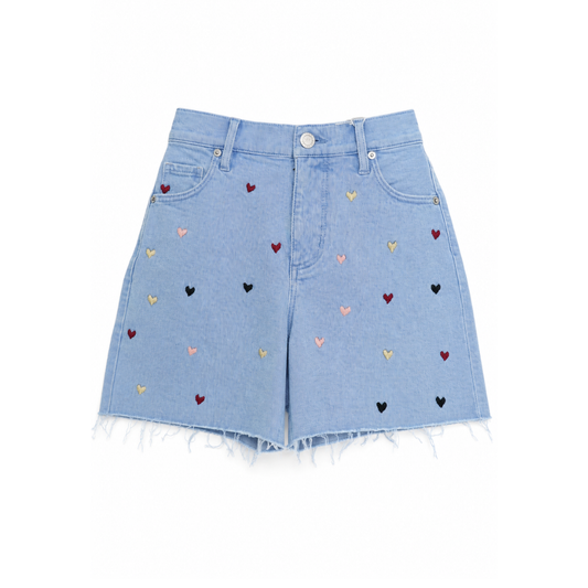 Wildgeese Handcrafted Heart Embroidered Premium Denim Shorts – Luxury High-Waisted Casual Shorts