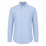 Wildgeese Men's Classic Sky Blue Oxford Button-Down Long Sleeve Shirt – Premium Cotton Casual & Business Fit
