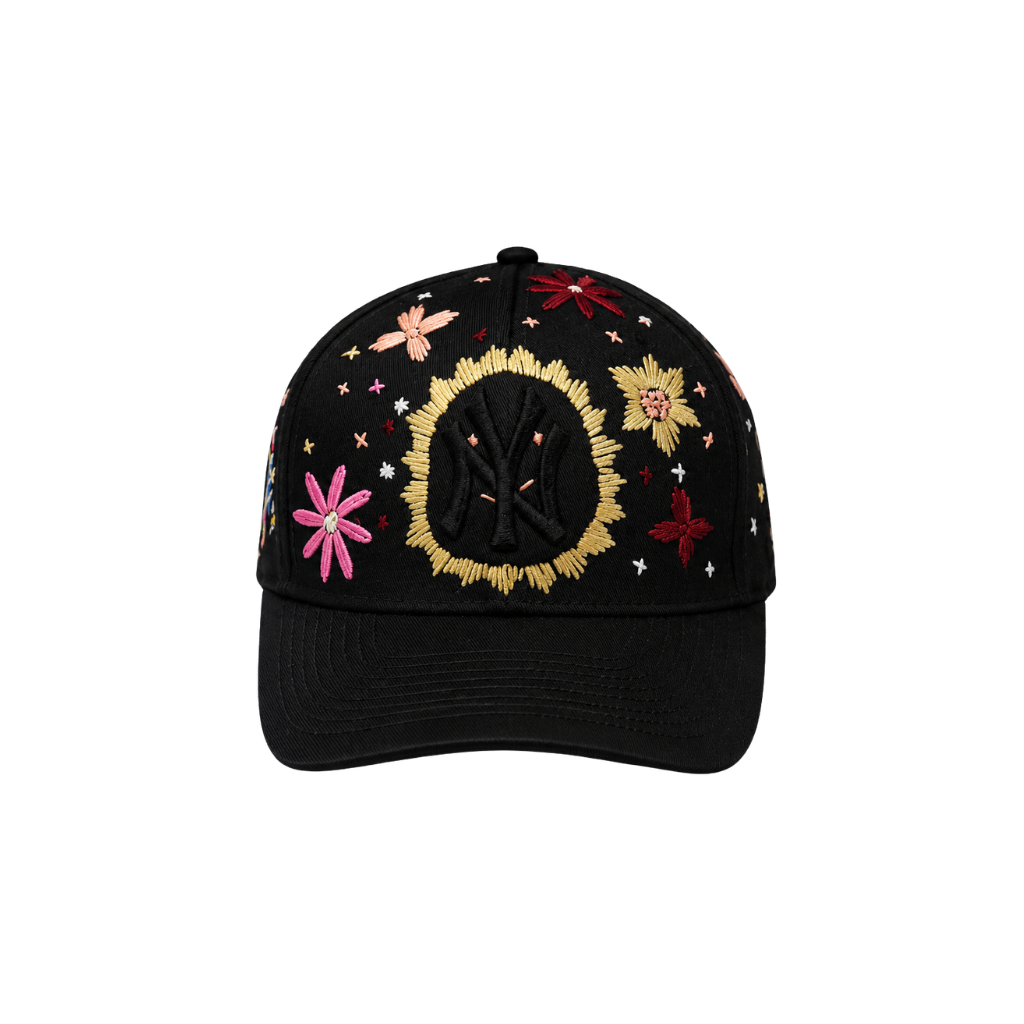 Wildgeese New York Yankees Golden Bloom Floral Embroidered Adjustable Cap – Black