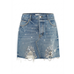 Wildgeese Handcrafted Crystal Embellished Distressed Denim Mini Skirt – Premium Rhinestone Designer Skirt for Women