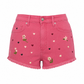 Wildgeese Handcrafted Floral Embroidered Pink Denim Shorts – Premium Frayed Hem High-Waisted Shorts