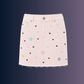 Wildgeese Blush Petal Embroidered Denim Mini Skirt – Women's High-Rise Floral Heart A-Line Skirt