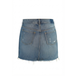 Wildgeese Handcrafted Crystal Embellished Distressed Denim Mini Skirt – Premium Rhinestone Designer Skirt for Women