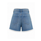 Wildgeese Handcrafted Rhinestone Chain Embellished Premium Light Wash Denim Shorts – Luxury High-Waisted Statement Shorts