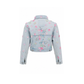 Wildgeese Handcrafted 3D Floral Cropped Denim Jacket – Premium Designer Women's Light Wash Jacket