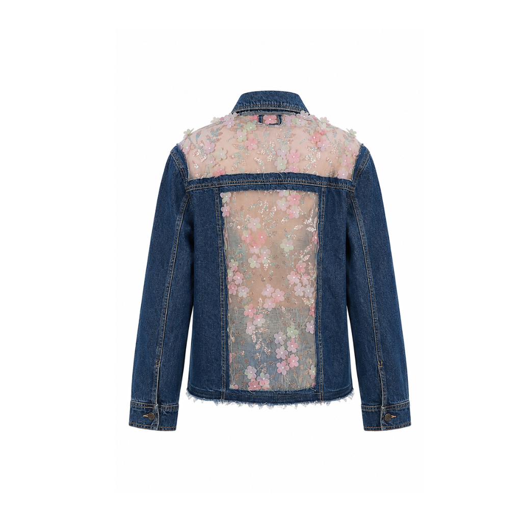 Wildgeese Handcrafted Floral Embellished Premium Denim Jacket – Luxury Embroidered Women’s Denim Jacket