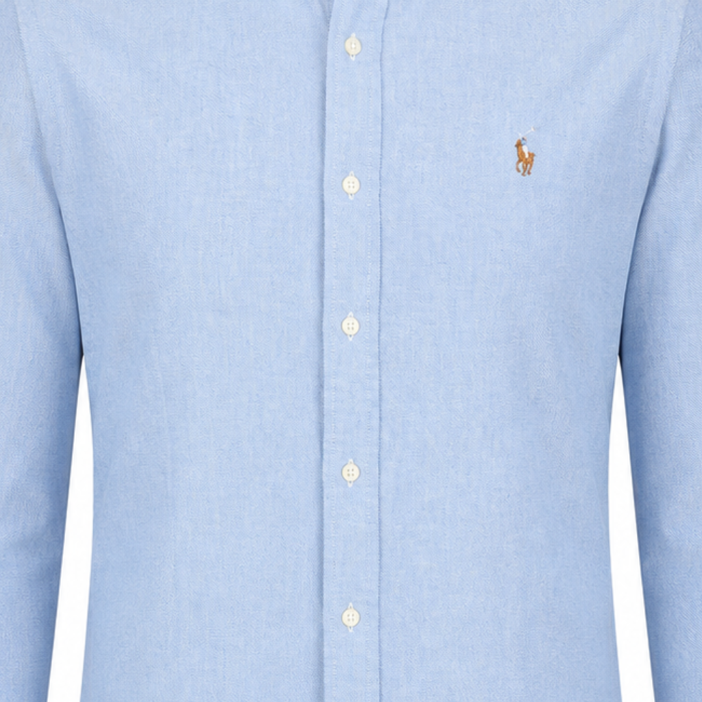 Wildgeese Men's Classic Sky Blue Oxford Button-Down Long Sleeve Shirt – Premium Cotton Casual & Business Fit