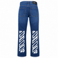 Premium Blue Denim Jeans for Men – Straight Leg Jeans with Signature White Graphic Detail
