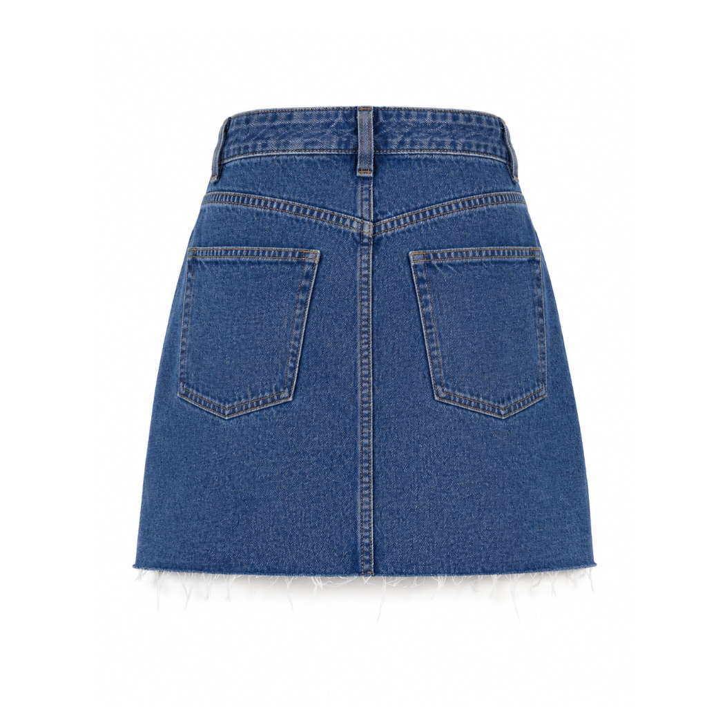 Wildgeese Handcrafted Crystal Embellished Premium Denim Skirt – Luxury Distressed Mini Skirt