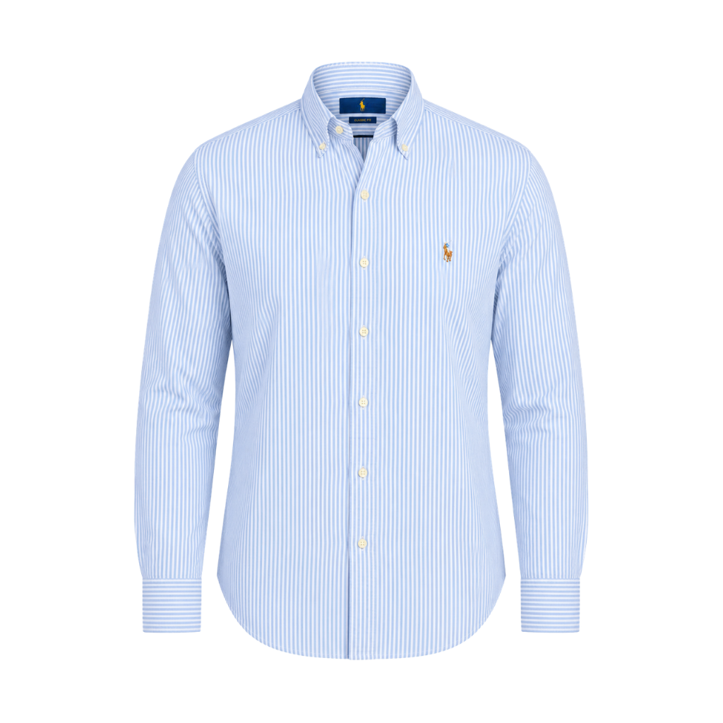 Men's Sky Blue Pinstripe Oxford Button-Down Shirt