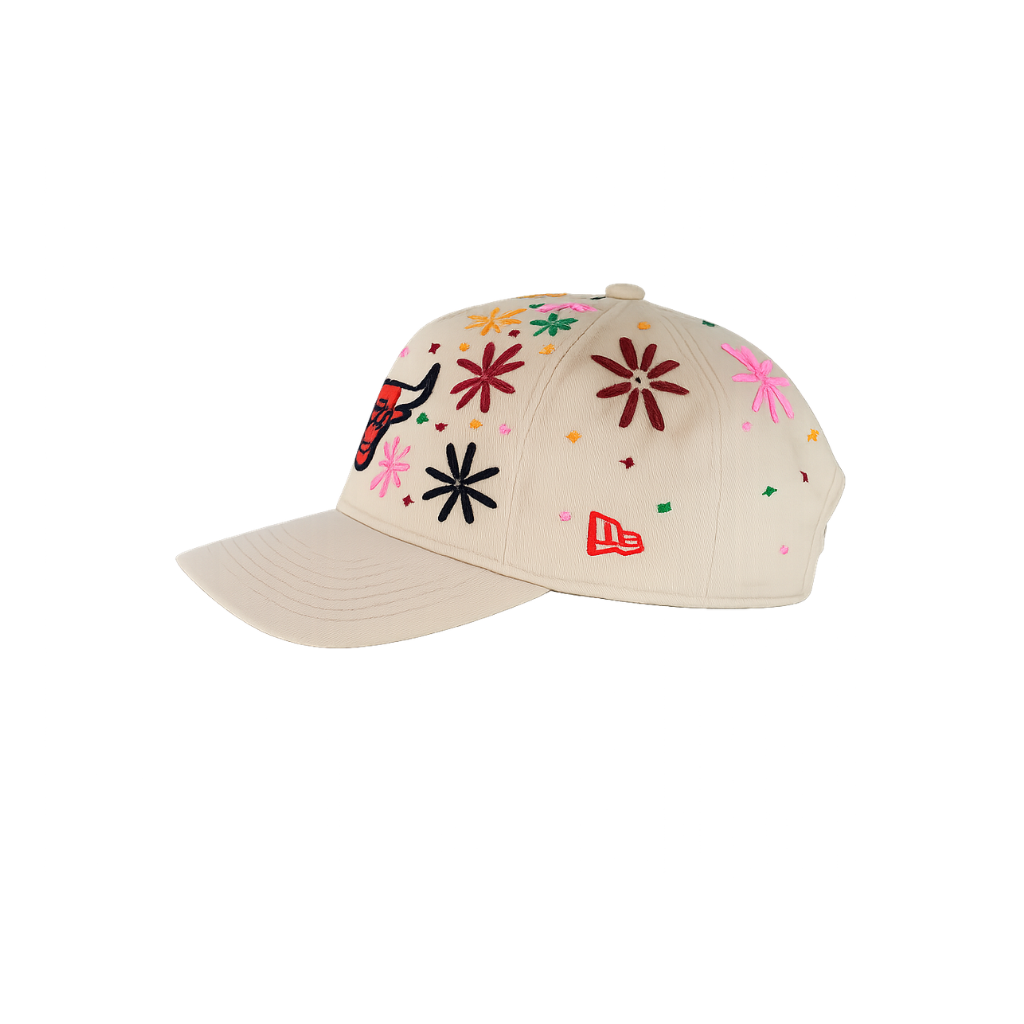 Wildgeese Chicago Bulls Floral Burst Embroidered Adjustable Cap – Cream