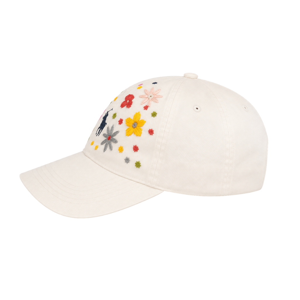Polo Spring Meadow Floral Embroidered Adjustable Cap – Ivory