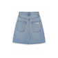 Wildgeese Handcrafted Crystal Embellished Premium Denim Skirt – Luxury Distressed Light Wash Mini Skirt