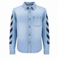 Light Blue Denim Shirt with Signature Arrow Sleeve & Back Graphic – Premium Casual Streetwear Shirt
