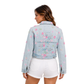 Wildgeese Handcrafted 3D Floral Cropped Denim Jacket – Premium Designer Women's Light Wash Jacket
