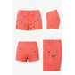 Wildgeese Handcrafted Floral Embroidered Coral Denim Shorts – Premium Artisan Frayed Hem Shorts for Women
