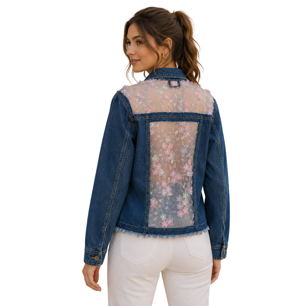 Wildgeese Handcrafted Floral Embellished Premium Denim Jacket – Luxury Embroidered Women’s Denim Jacket