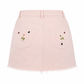 Wildgeese Handcrafted Floral Embroidered Pink Denim Mini Skirt – Asymmetrical Frayed Hem Artisan Skirt for Women