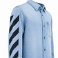 Light Blue Denim Shirt with Signature Arrow Sleeve & Back Graphic – Premium Casual Streetwear Shirt