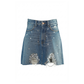 Wildgeese Handcrafted Crystal Embellished Distressed Denim Mini Skirt – Premium Designer Rhinestone Jean Skirt