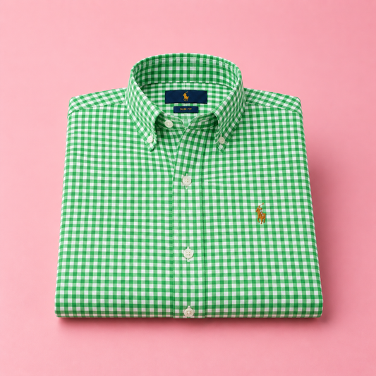 Wildgeese Emerald Gingham Classic Men's Shirt – Premium Green Check Cotton Button-Down