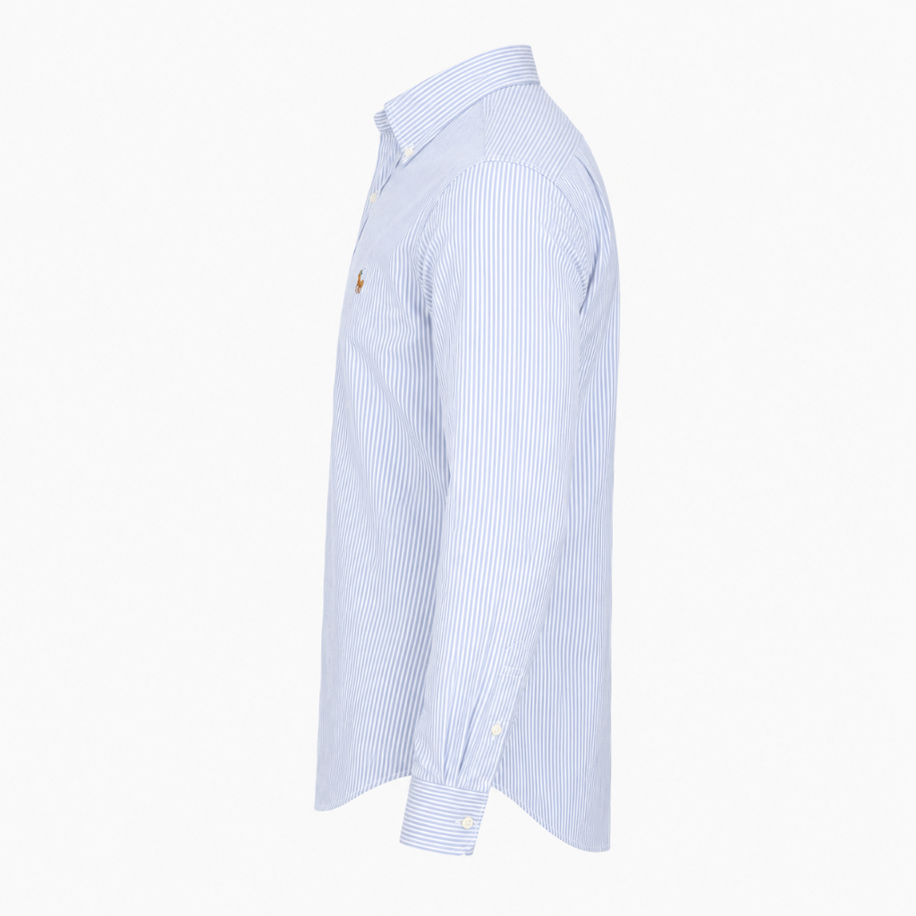 Men's Classic Blue Stripe Oxford Button-Down Long Sleeve Shirt