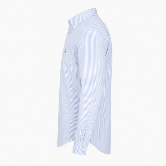 Men's Classic Blue Stripe Oxford Button-Down Long Sleeve Shirt
