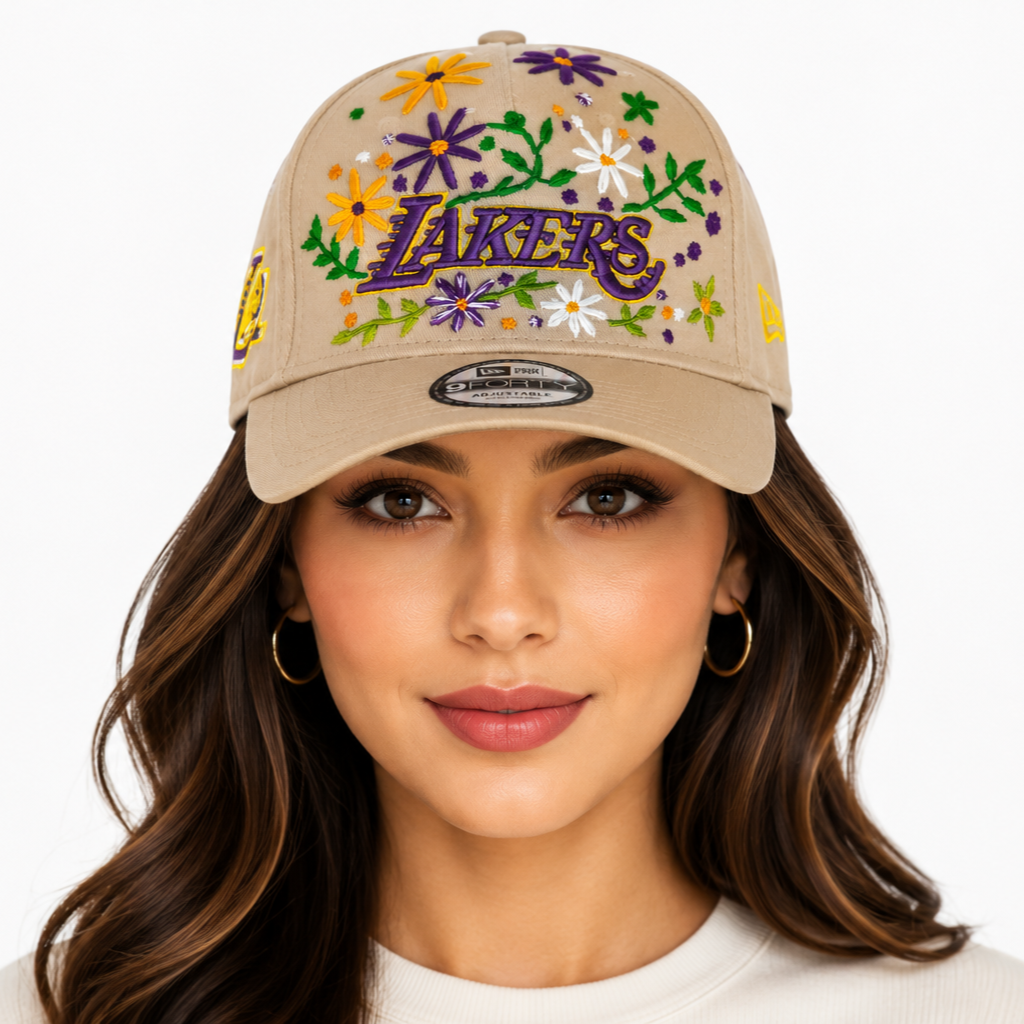 Los Angeles Lakers Meadow Bloom Embroidered 9FORTY Adjustable Cap – Sand