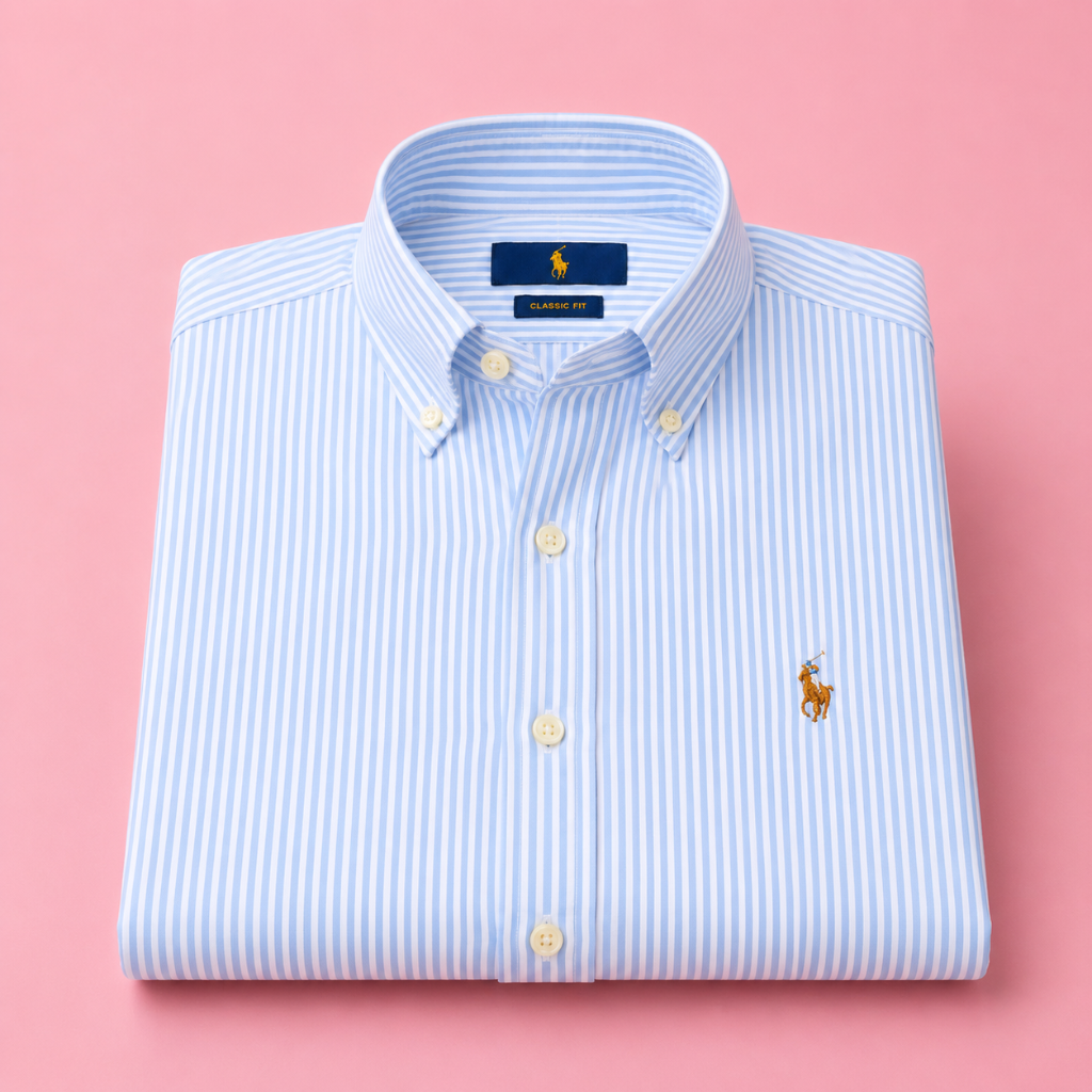Men's Sky Blue Pinstripe Oxford Button-Down Shirt