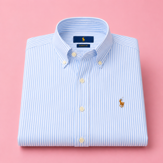 Men's Sky Blue Pinstripe Oxford Button-Down Shirt