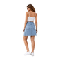 Wildgeese Handcrafted Crystal Embellished Distressed Denim Mini Skirt – Premium Light Wash Denim