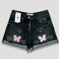 Wildgeese Handcrafted Rhinestone Butterfly Denim Shorts – Unique Handmade Y2K Style