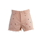 Wildgeese Handcrafted Heart Embroidered Denim Shorts – Unique Handmade Pink Cut-Off Shorts