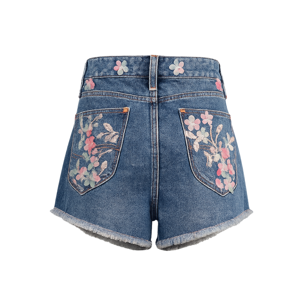 Wildgeese Handcrafted Floral Embellished Denim Shorts – Premium Girls Summer Denim Shorts