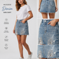 Wildgeese Handcrafted Crystal Embellished Distressed Denim Mini Skirt – Premium Rhinestone Designer Skirt for Women