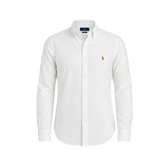Men's Classic White Long Sleeve Oxford Button-Down Shirt