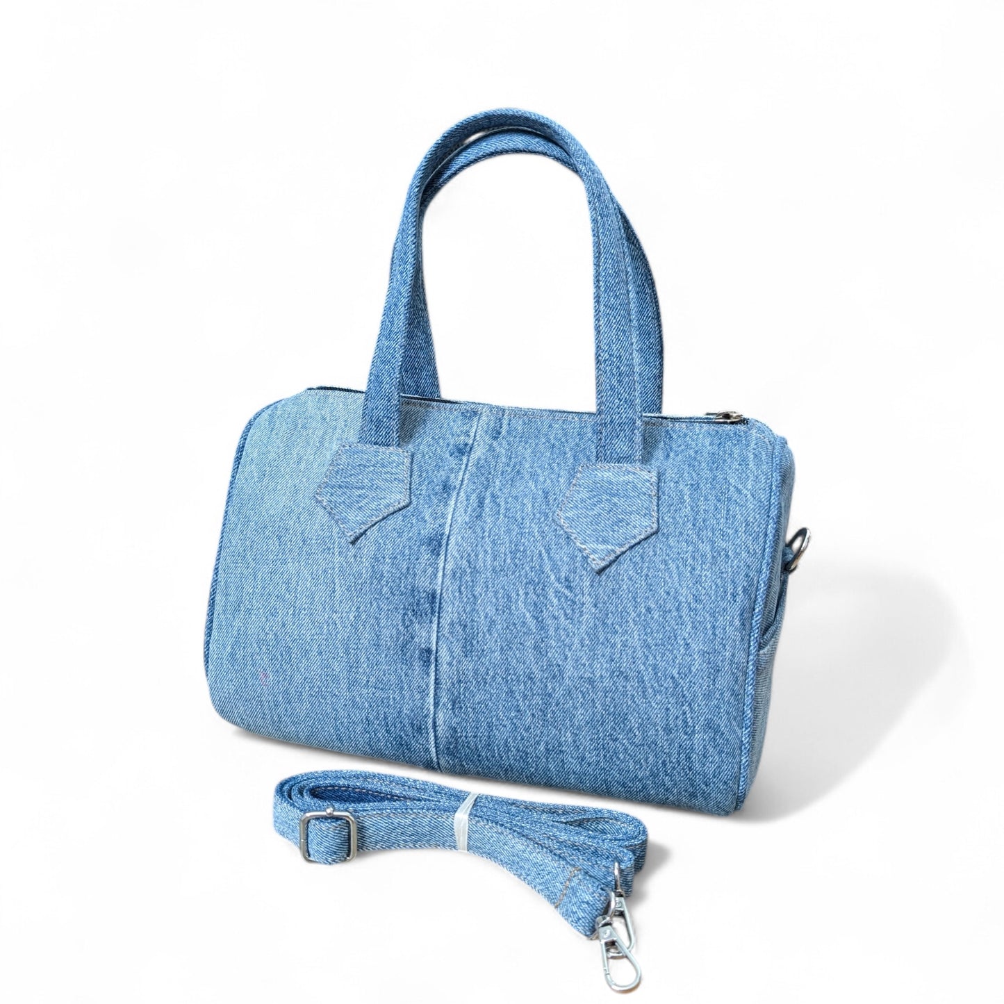 Wildgeese Buttercup Handmade Reconstructed Denim Barrel Bag  Jean Pocket Satchel
