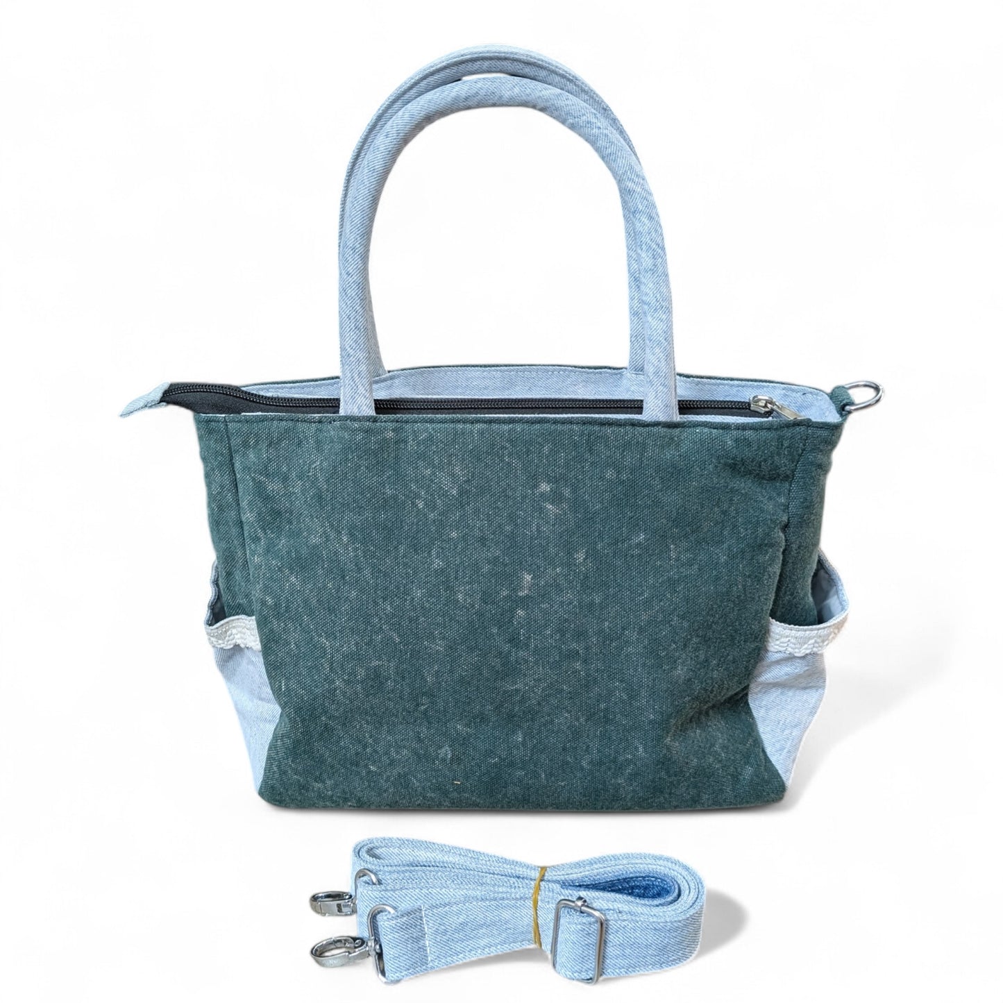 Wildgeese Daffodil Handpaint Embroidered Lotus Denim Bag
