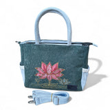 Wildgeese Daffodil Handpaint Embroidered Lotus Denim Bag