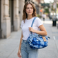 Wildgeese Flora Bag Handmade Indigo Tie-Dye Shoulder Bag -Denim Tote with Bow