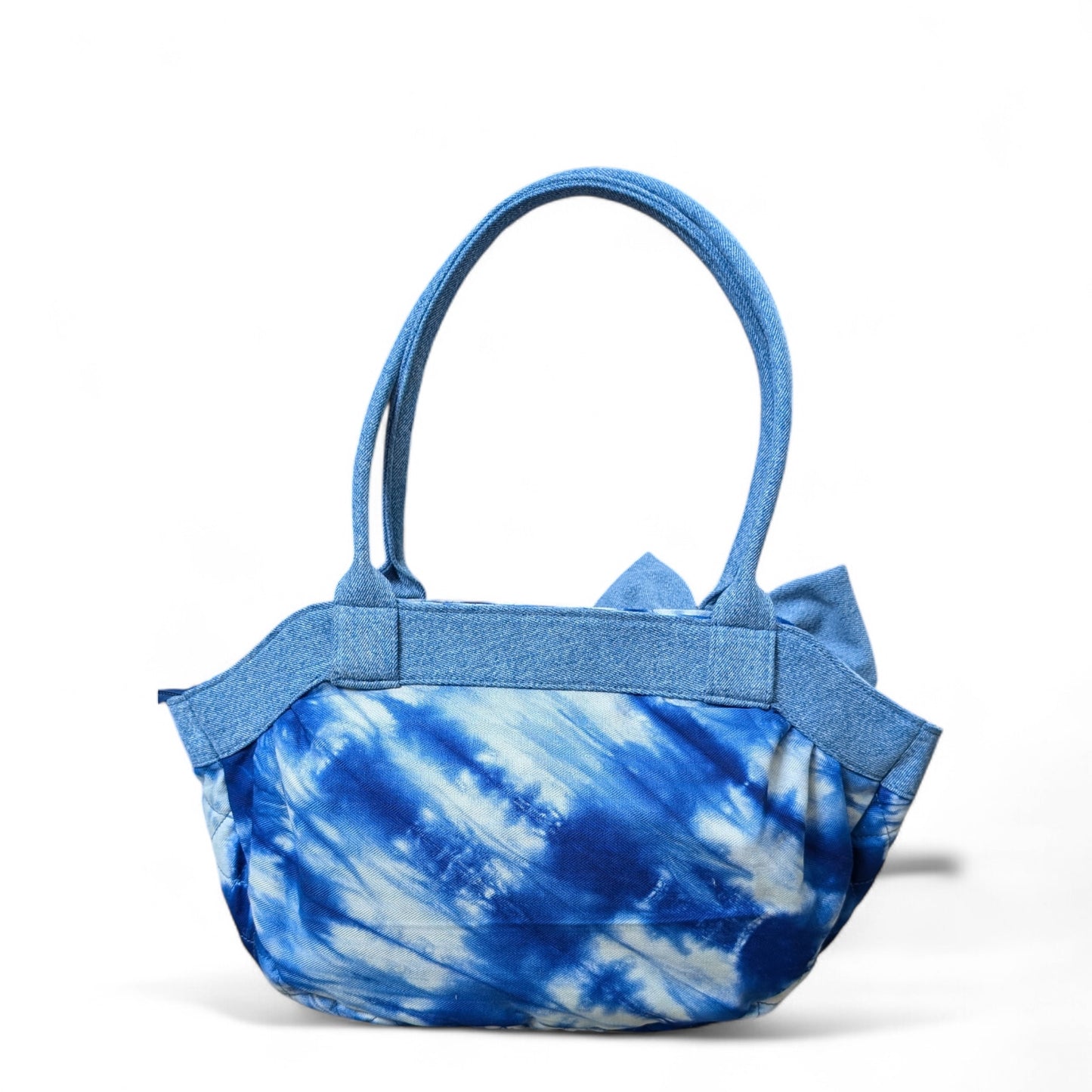 Wildgeese Flora Bag Handmade Indigo Tie-Dye Shoulder Bag -Denim Tote with Bow