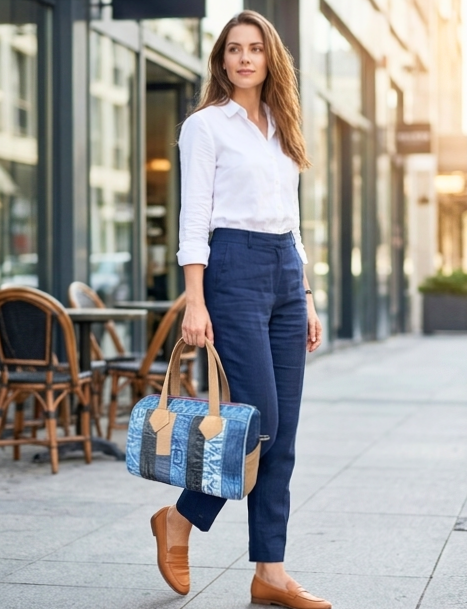 Wildgeese Kajolrekha  Denim Patchwork Handbag -Kajolrekha Handmade Artisans