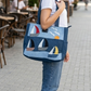 Wildgeese  Renu Handmade Nautical Sailboat Denim Tote Bag