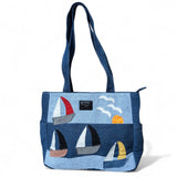 Wildgeese  Renu Handmade Nautical Sailboat Denim Tote Bag