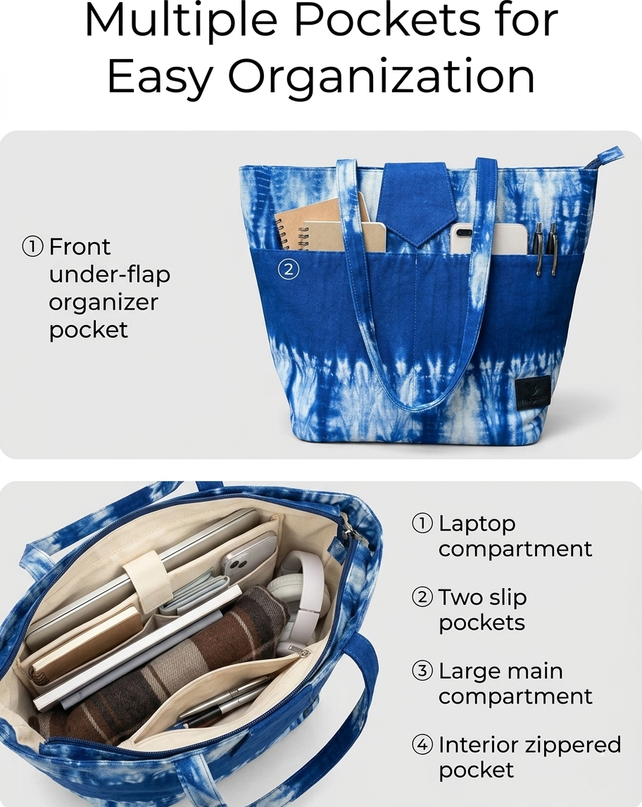 Wildgeese Handmade Tie-Dye Mili Tote Bag - Artisan Shibori Style Shoulder Bag