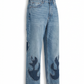 wildgeese Blue denim handcrafted jeans with cut-out designs